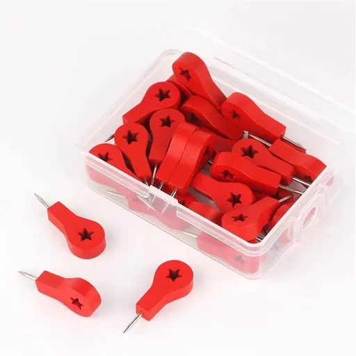 creative Wood Push Pins Decorative Map Thumb Tacks for Travel Hanging Art Picture Photo Tapestry Painting Bulletin Cork Board Cubicle Wall DIY Craft Home School Office Use (Red Star, 300PCS)