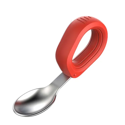 Baby Self Feeding Training Spoon And Fork Set, Cute Circle Toddler Training Utensils, Silicone Tableware Set Spoons Fork, Baby Eating Essentials