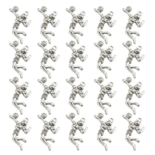 Volleyball Pendant Necklace, 20-Pack Alloy Antique Charms for Sports Fans and Jewelry