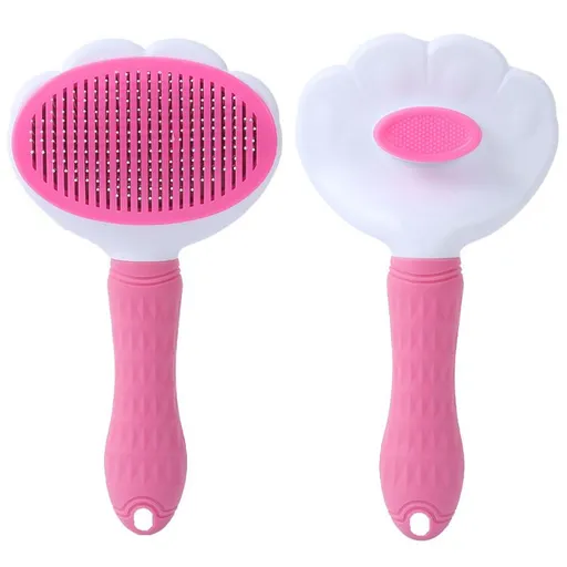 Cat Comb Pet Grooming Needle Brush TPR Material Pink-cat claw style (opp)