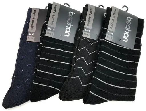 2 Pairs COTTON BUSINESS SOCKS Mens Dress Crew Plain Work Casual - Assorted