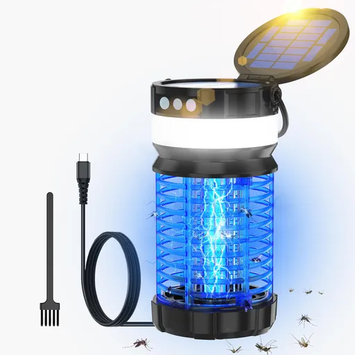 Zapper Waterproof Fly Trap,Portable Rechargeable Mosquito Killer with LED Light for Home,Kitchen,Backyard,Camping (Black-Blue)