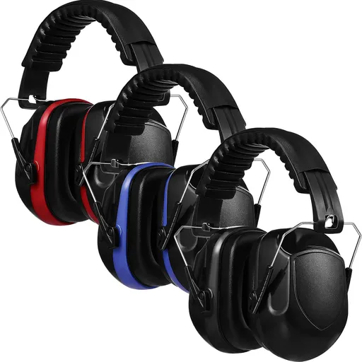 Noise Canceling Headphones For Shooting Ear Protection Hearing Protection Ear Muffs for Noise Reduction,(Red, Black, Blue, 3 Pcs)