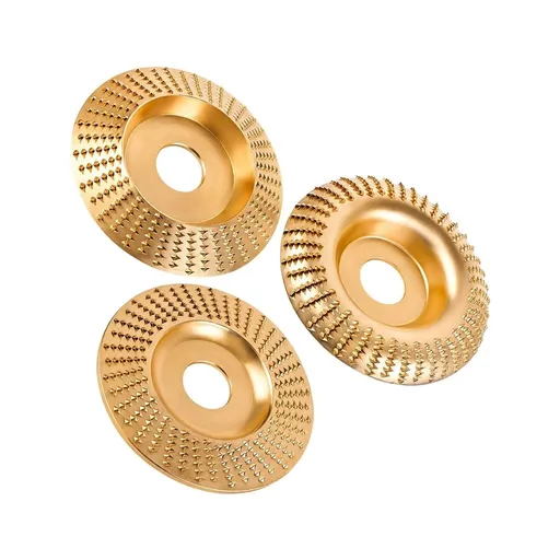 3Pcs 22mm Arbor Woodworking Grinding Discs, Alloy Steel Carving Shaping Wheel for Angle Grinder, Buffing & Flooring Tool
