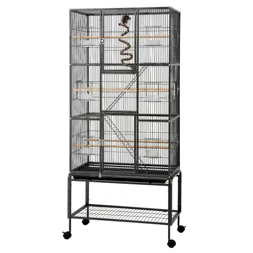 i.Pet 176cm 3-Tier Large Bird Cage Aviary with Ladder Parrot Budgie Wheels Black