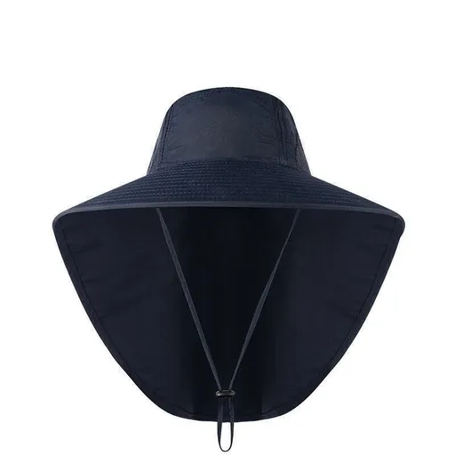 1x Neck Flap Cap Unisex Outdoor Sport Fishing Hat Sun Protection Wide Brim Cover - Navy
