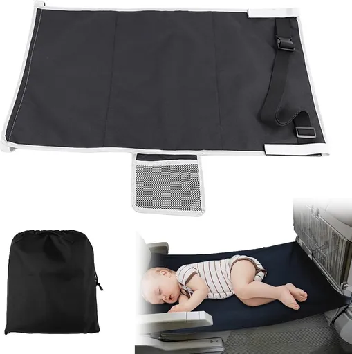 Airplane Bed - Baby Bed - Airplane Beds - Airplane Bed - Airplane Footrest - Must Have For Traveling - Ideal For Airplanes And Cars - Comfortable - Washable - Compact And Portable - Black