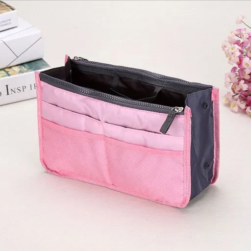 Craftsman Double Zipper Makeup Bag Oxford Cloth Pink