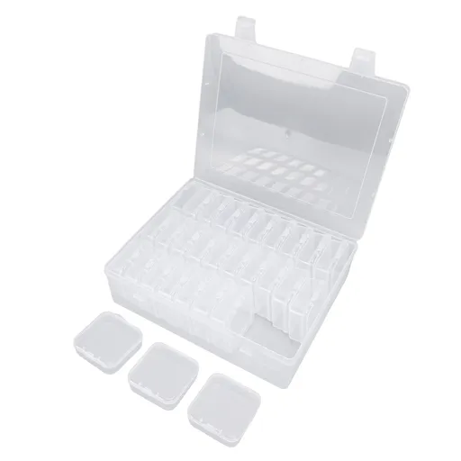 Small Bead Organizers Plastic Mini Clear Bead Storage Containers Transparent Boxes with Hinged Lid Labels Rectangle Craft Supply Case