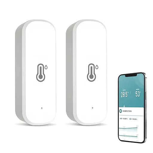 2-Pack Smart WiFi Thermometer Hygrometer with App Notification, Compatible with Alexa, White