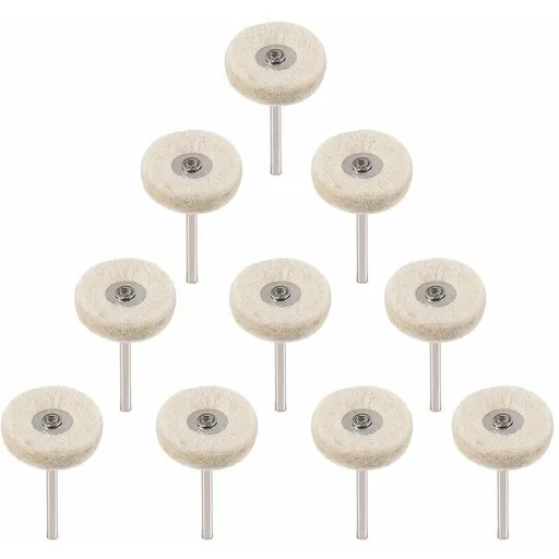10 pcs Polishing Wheel 25Mm Wool Felt Buffing Wheels Drill Grinder Wheels Brushes ROtary Tool With Handle