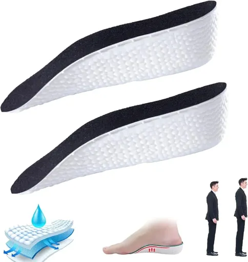 Orthopedic Height Increase Insoles with 1 Inch Lift, Arch Support Heel Cushion for Daily Wear, Black, Practical Everyday Use