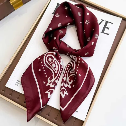 Red Women's 70cm Square Scarf - Bohemian Paisley & Vintage Print Collection - Lightweight Satin Feel, Versatile Neck Tie, Head Wrap, Bag Accent, Everyday Elegance, Gift Ready