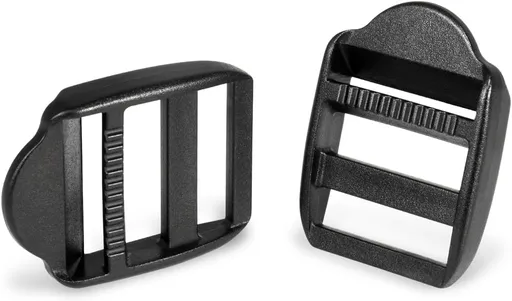 CooBigo 12 Pack Plastic Ladder Lock Buckles, 1" Ladder Slider Buckle for Backpack Strap Nylon Webbing Clip Replacement, Outdoor Camping Gear Sleeping Bag Tent Tie Down Strap Accessories (Black)