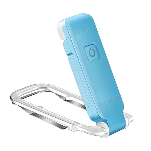 2-PCS Blue Mini USB Rechargeable LED Book Light Eye Protection Reading Lamp with Adjustable Clip and Brightness for Kids Students Travel