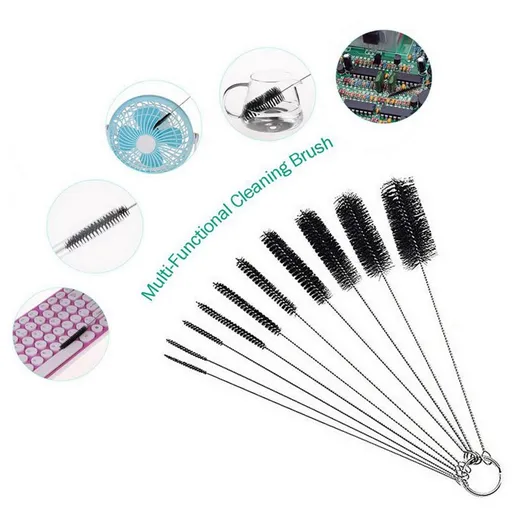 Tube Cleaner Brush Set,Long Straw and Bottle Brush, Flexible Brushes for Cleaning Pipes, Keyboards,Set of 10 Different Sizes
