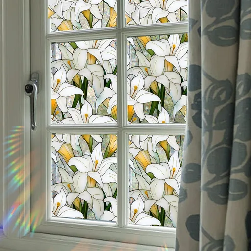 Window Film,Rainbow Window Privacy Film,Green Vines Leaves Double Sided Static Glass Window Clings Stickers for Home Office Living