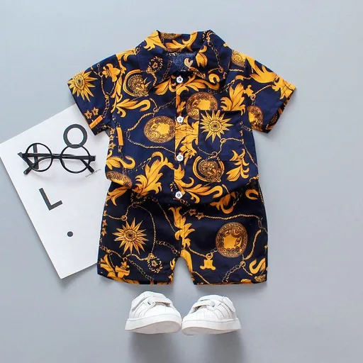 Chaole Pig Boys Cotton Short Sleeve Suit Yellow Apollo 100cm