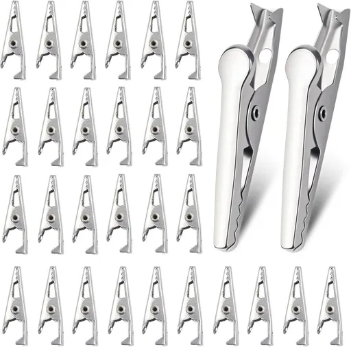 100 Pack Mini Clamps Alligator Clips for Crafts & Electrical, Small Metal Clips for Joints 35 mm Alligator Clamp for Crafting, Gator Clips Clamps Bulk for Crafts Holding (Silver）