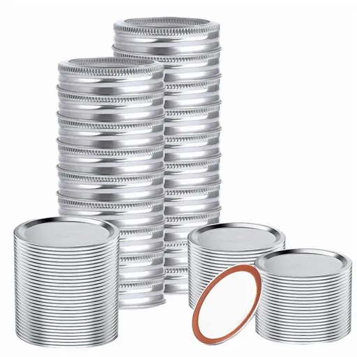 48 PCS Wide Mouth Jar Lids and Rings, Reusable Leakproof Canning Lids with Silicone Seals, (Wide Mouth)