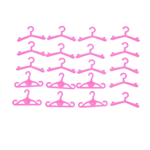 20 pcs/lot Pink Hangers Dress Clothes Accessories For Barbie Doll 0