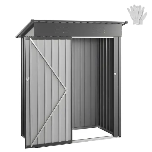1533 x 876 x 1815 mm Metal Garden Shed, Storage Building with Lockable Door & 2 Louver Vents, Sloped Roof Metal Outdoor Storage Shed, Tool Sheds Outdoor Storage for Backyard, Garden, Patio