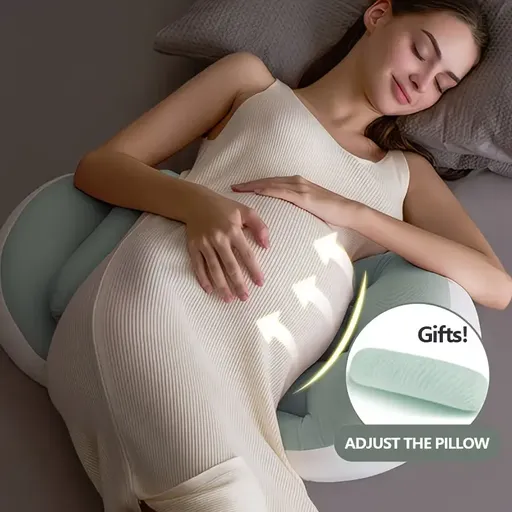 Maternity Belly & Back Support Pillow, Dual-Sided Support Fits Pregnancy Curves, Adjustable Design Adapts to Different Stages, High-Elasticity Filling Retains Shape Long-Term, Fully Machine Washable, Relieves Back Pressure for Comfortable Sleep(BLUE)