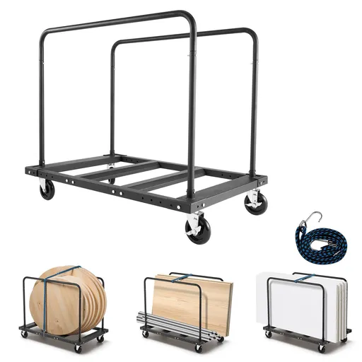 Drywall Cart Dolly Heavy-Duty Load Capacity 816 kg Steel Panel Truck Cart with 12.5 mm Swivel Casters Black