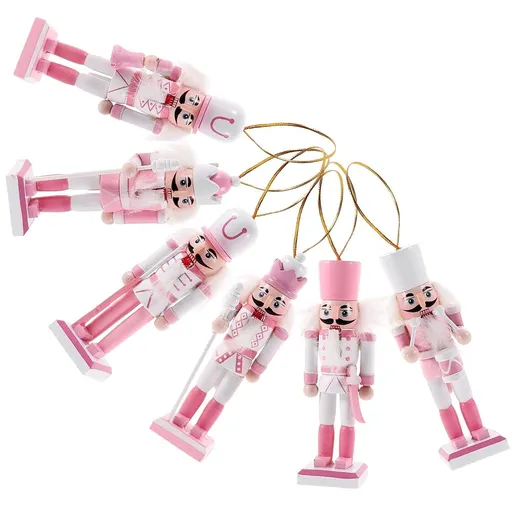 6-Piece Wooden Nutcracker Set Christmas Decorations for Home and Office Holiday Display