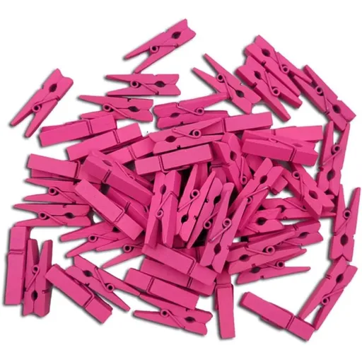 100PCS Colored Wooden Clips, Mini Natural Wood Metal Photo Hanging Clips, Compact Size for Cards, Collages, and Displays