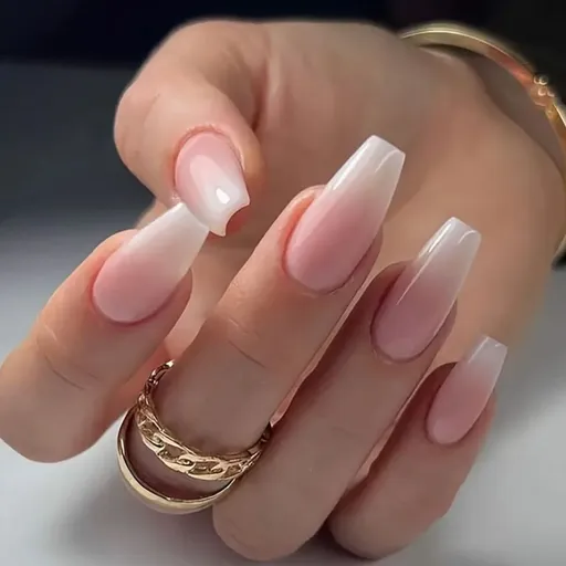 Gradient Long Pure Desire Fairy Wear Manicure White
