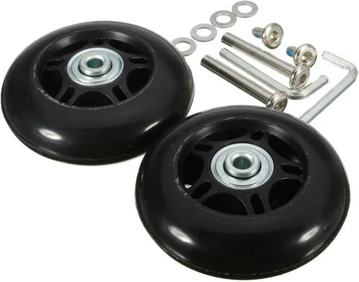 Set of 2 - Suitcase wheels - Replacement wheels for suitcases - Rubber casters - Bearings - Repair kits - 60mm x 18mm - Spare wheels - Suitcase - Casters - Luggage wheels - With screws - Wheels - Caster wheel - Suitcase wheels replacement set