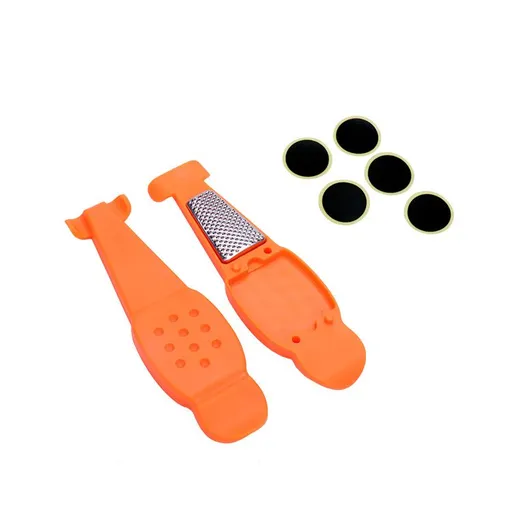 Bicycle Tire Puncture Repair Kit Bicycle Tire Repair Kit Tyre PatchesLevers Rasp Tool - Orange