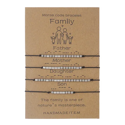 Stainless Steel Morse Code Bracelet(16-26cm) with Secret Message Family - Meaningful Gift for Best Friends, Sisters & Family