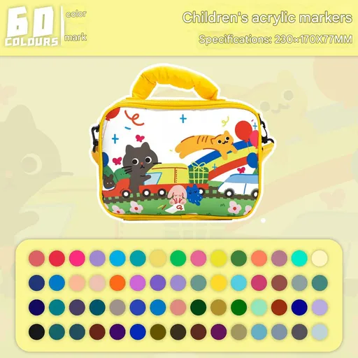 60 colors Kids Double-Layer Marker Set with Carry Case - Portable Art Supply Organizer Bag