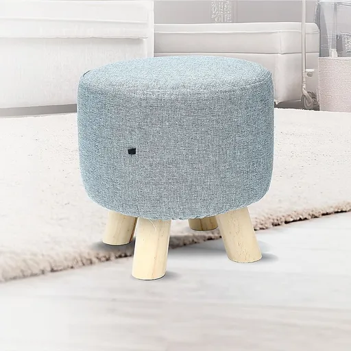 Fabric Ottoman Foot Stool Rest Pouffe Footstool Wood Storage Padded Seat