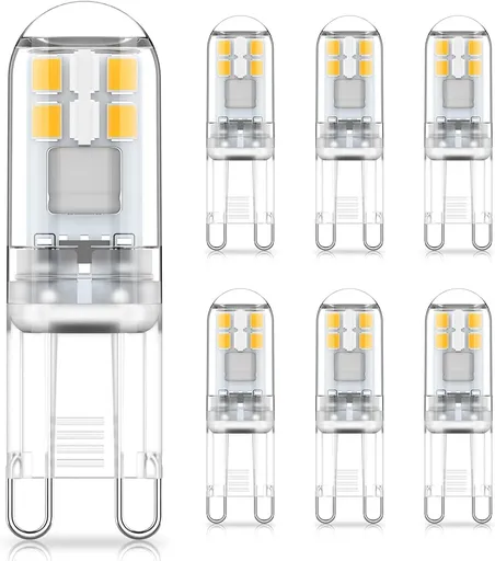G9 LED Bulbs 1.5W Equivalent to 20W Halogen, 4000K Natural White Light, Non-Dimmable Mini Bulbs, 6-Pack Compatible with MGF