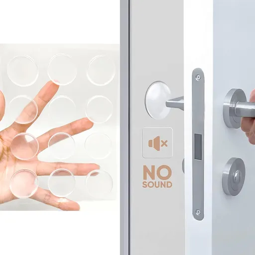 12Pcs Door Stoppers Wall Protector,Door Knob Shield,Reusable Bumper with Self Strong Adhesive,Rubber Bumpers,Home & Handle Stopper,Shock Absorben Gel