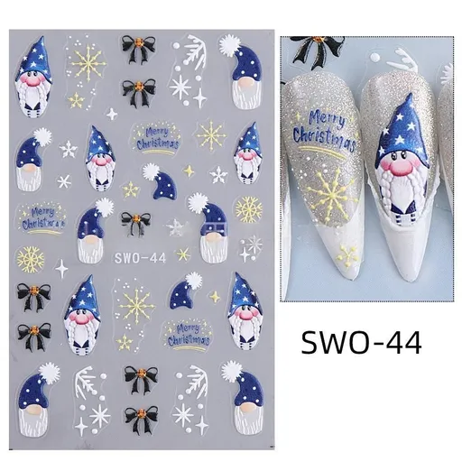 Christmas Nail Stickers Holiday Nail Art Festive Nail Decals Self-Adhesive Nail - Multi-color - Size SWO-44