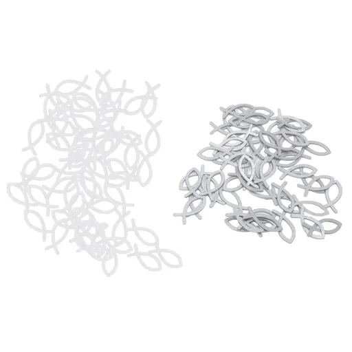 2 Packs Wooden Fish Decoration Good Decoration White Silver Fish Confetti for Christening Decoration Communion