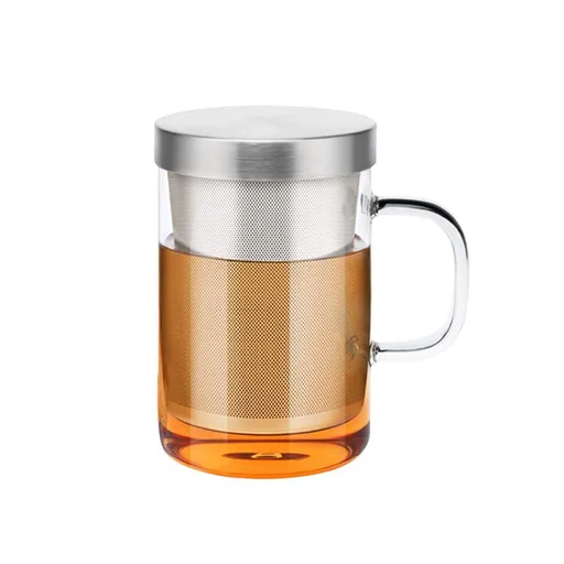 400ml Infuser Glass Tea Cup Borosilicate Glass Tea Cup with Filter and Lid Corrosion resistance comfortable grip.