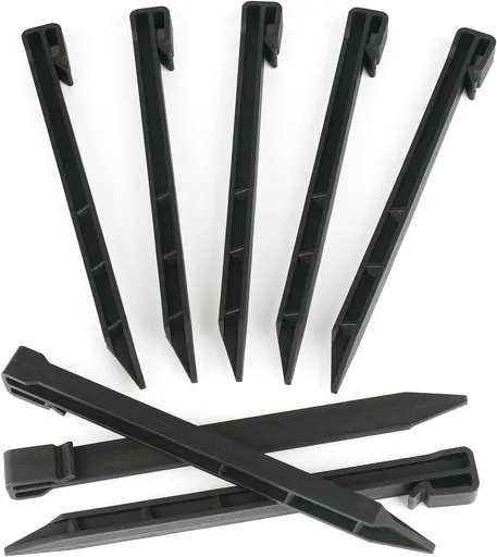 Landscape Edging Garden Stakes - 10 Inch Black Garden Landscape Anchoring Stakes Heavy Duty 12 Pcs Plastic Ground Stakes for Lawn & Garden Yard Borders