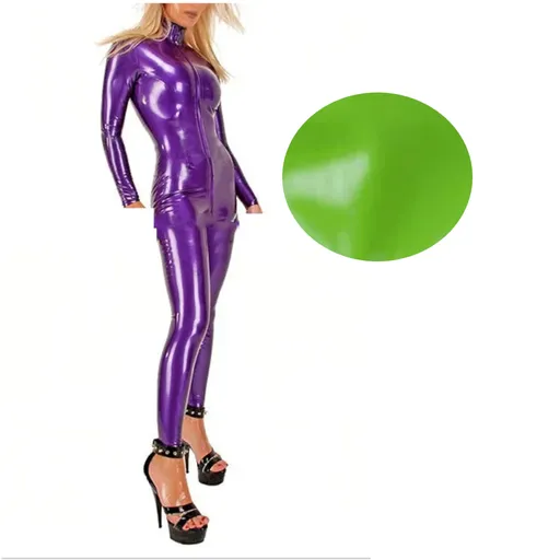 House Of Dasein Latex Catsuit Handmade Rubber Bodysuit With Front Crotch Zip For Women - Green - Xs