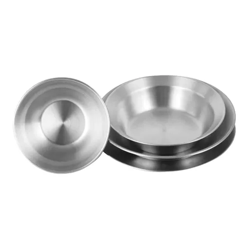 Stainless Steel Outdoor Dinnerware Set | BBQ Plates & Bowls | Heat-Resistant, Durable | 201 Stainless Steel | Camping, Picnic, Buffet Dishes