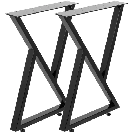 Metal Table Legs Set of 2 Dining Table Legs Black Desk Legs, 28 Height 20 Width Heavy Duty Bench Legs Zig Zag Style Coffee Table Legs Base Modern DIY Steel Table Legs