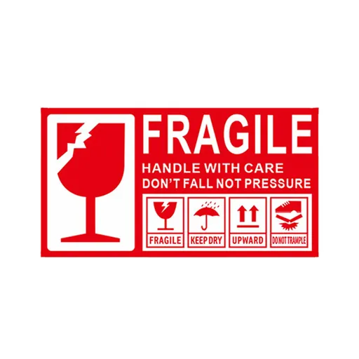 Fragile Warning Self Adhesive Sticker For Express Shipping Courier Alert Use - 9×5cm