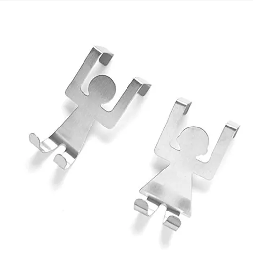 2pcs，Door Hook Rack Hanger, Cartoon Man Shaped Metal Steel Steel Over Cabinet Door Hook Kitchen Towel Hanger Organizer