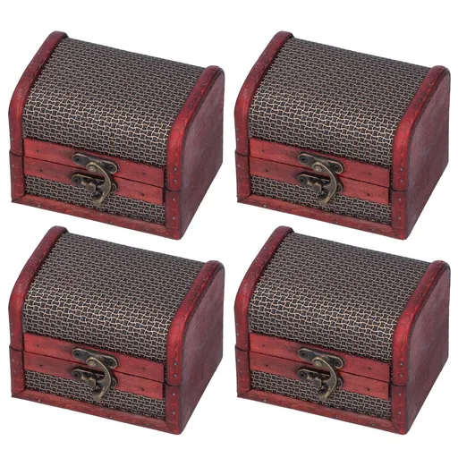 4pcs Retro Wooden Storage Box Art Craft Classic Ornament for Cosmetics Jewelry Sweets