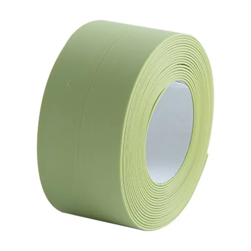 1 Roll PE Self Adhesive Caulk Tape, Mildew Resistant Waterproof Sealing Strip for Baths, Showers, Toilets, Kitchen Benches and Tiles, Green