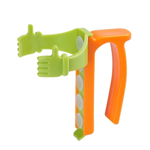 Green Soda Can Holder with Handle and Suction Cups - Portable Plastic Stand for 12oz Cans, Anti-Slip Grip for Parties, Camping, and Home Use